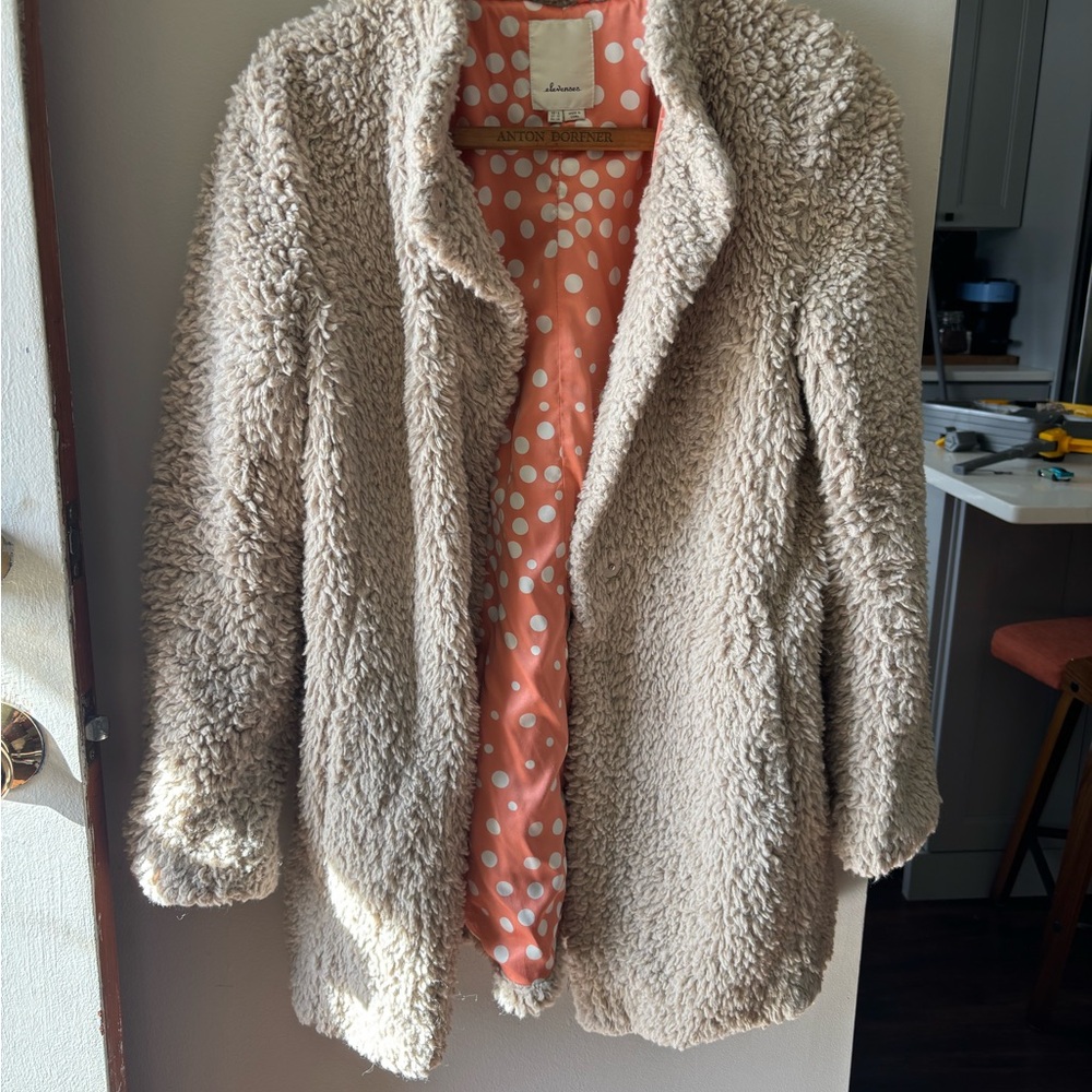 Elevenses Cream Teddy Jacket Plush Cozy Outerwear